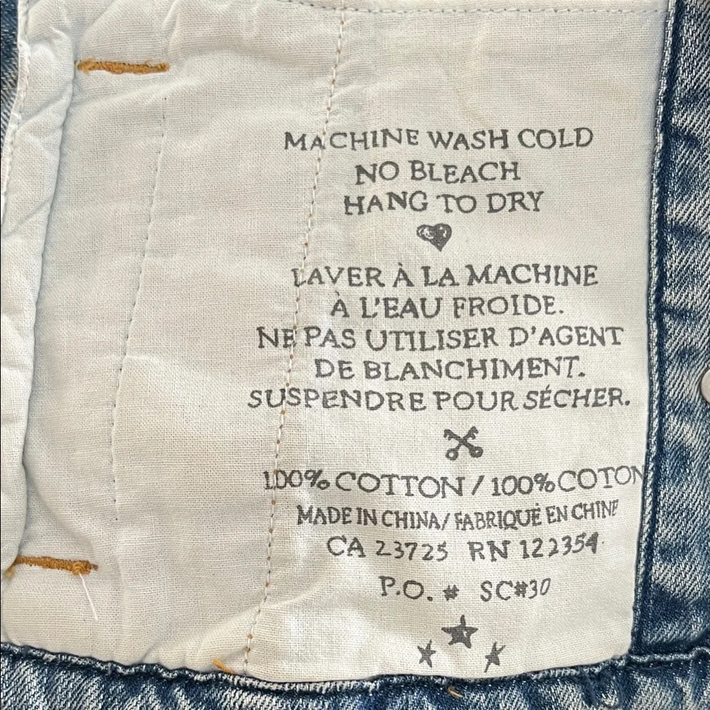 Aritzia‎ Talula Harem distressed denim jacket with faux leather sleeves Size XS